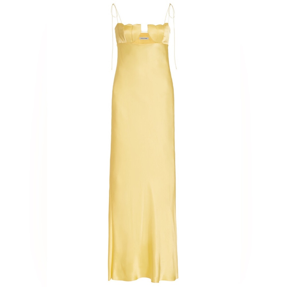 Anna October yellow Tulip satin maxi dress size 0